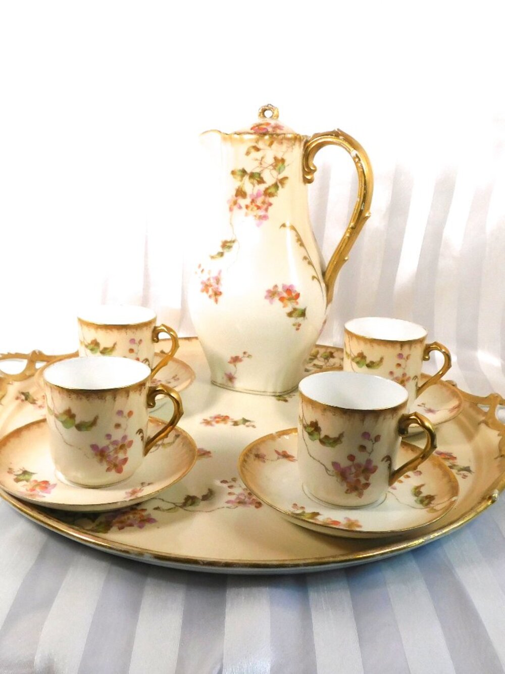 C H Field Haviland Gerard, Dufraisseix & Morel Chocolate Pot and Cups # 26184